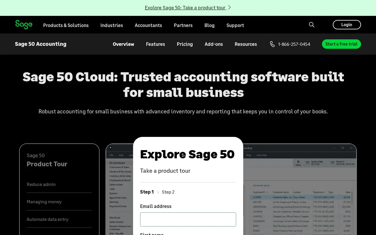 Sage 50 official product page